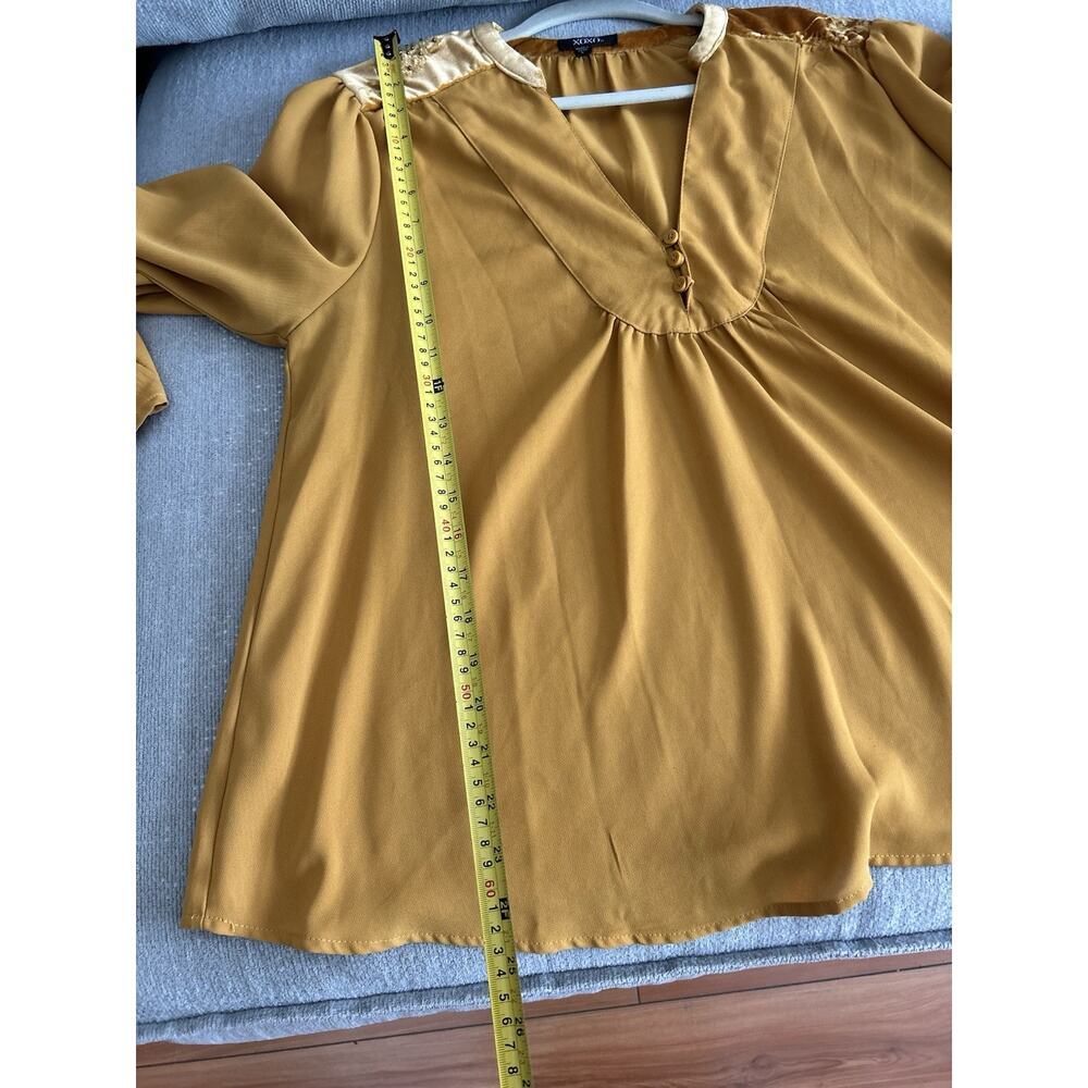 Vtg Y2K Velvet Embroidered Top Yellow L Whimsigoth Western - Picture 8 of 11
